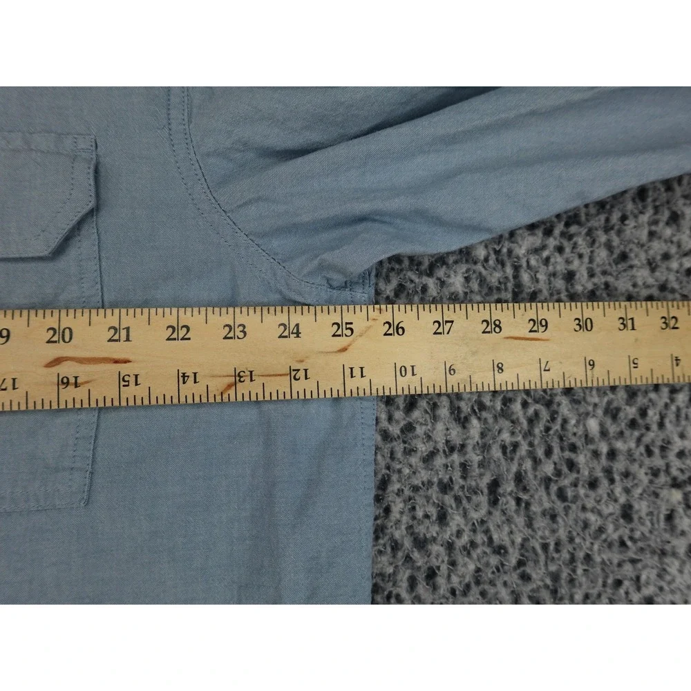 Carhartt Button Down Shirt Mens XL Tall Blue Relaxed Fit Cotton TW0202-M